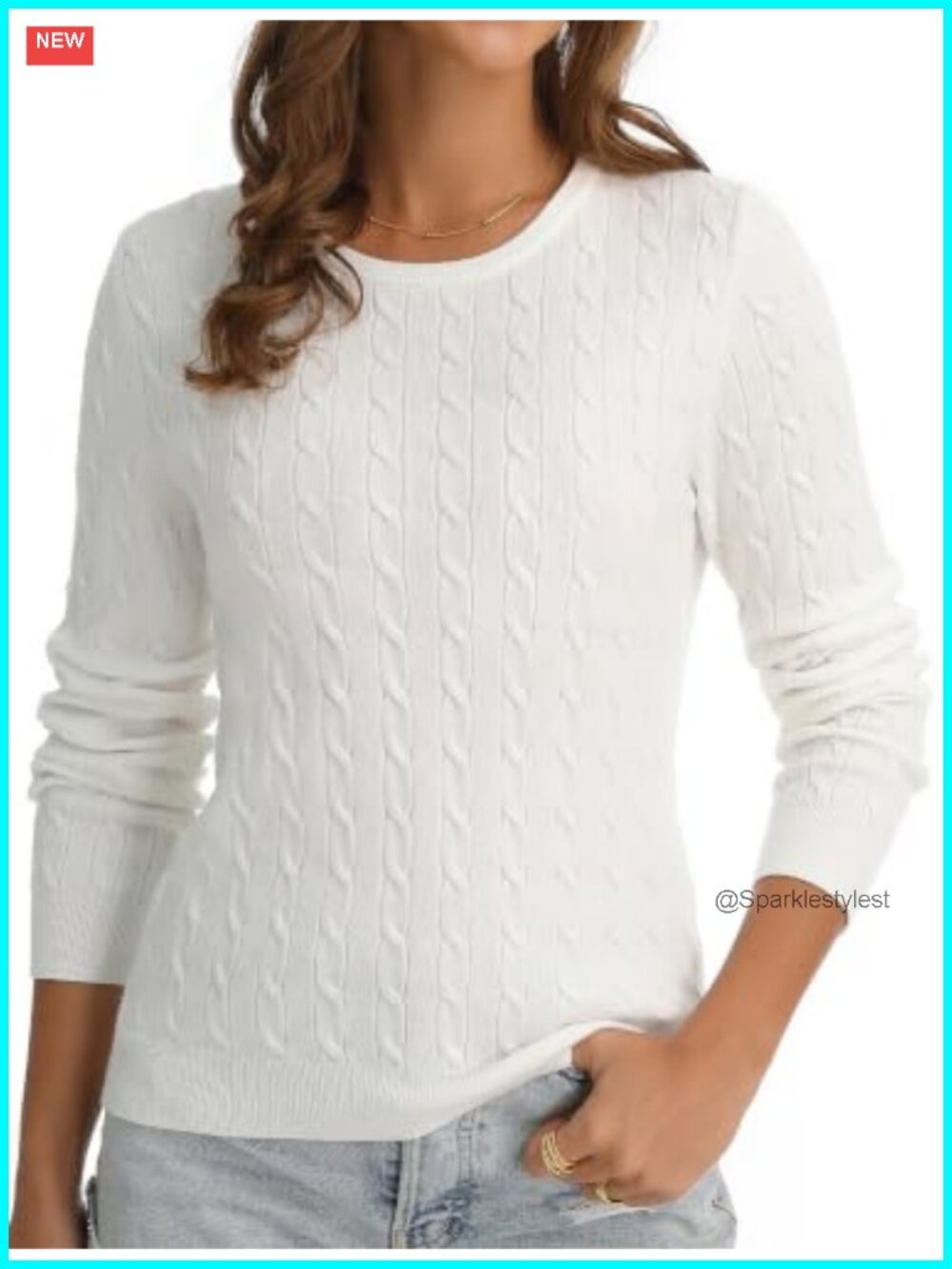 Cable Knit Sweater Women Lightweight Long Sleeve Pullover Casual Work